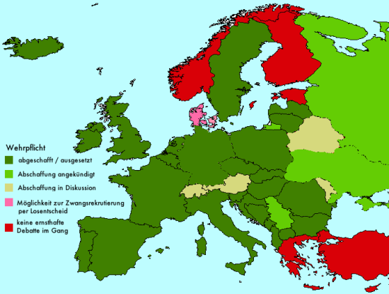 Wehrpflicht in Europa. Via Andreas Kyriacou