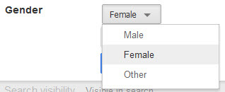 Gender Menu on Google+